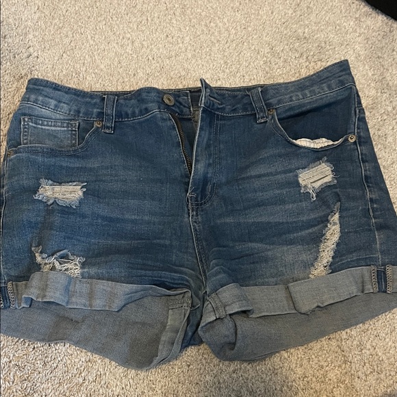 Luvamia Pants - Trendy Distressed Blue Jean Shorts